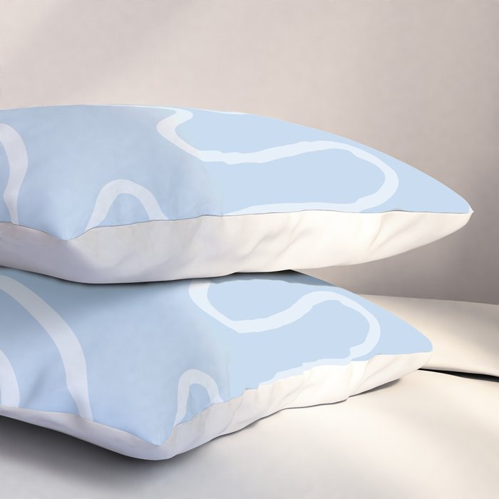 Light Blue Squiggle Maze Abstract Pastel Pattern  Pillow Sham Gallery Image 3