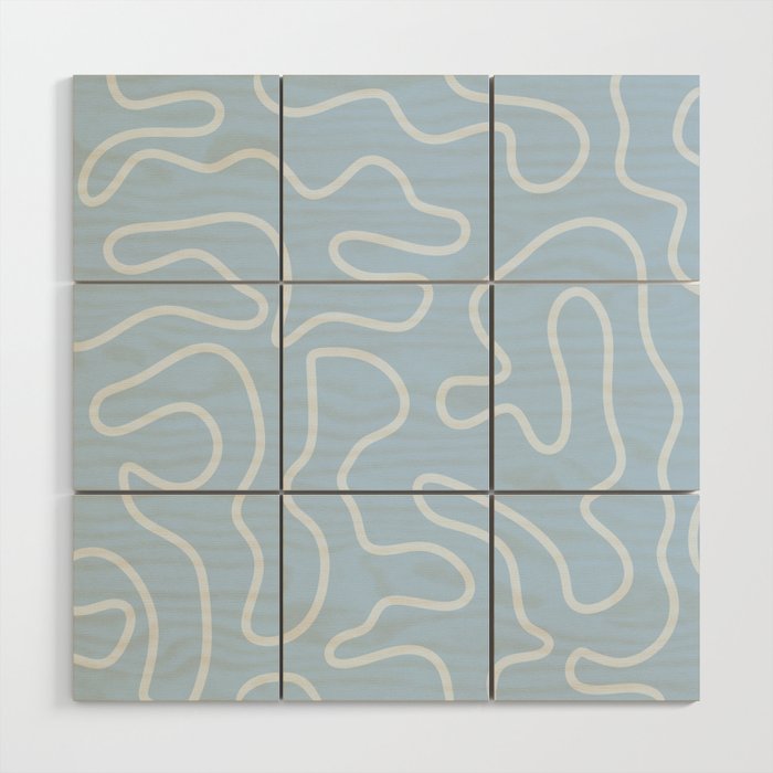 Light Blue Squiggle Maze Abstract Pastel Pattern  Wood Wall Art Gallery Image 1