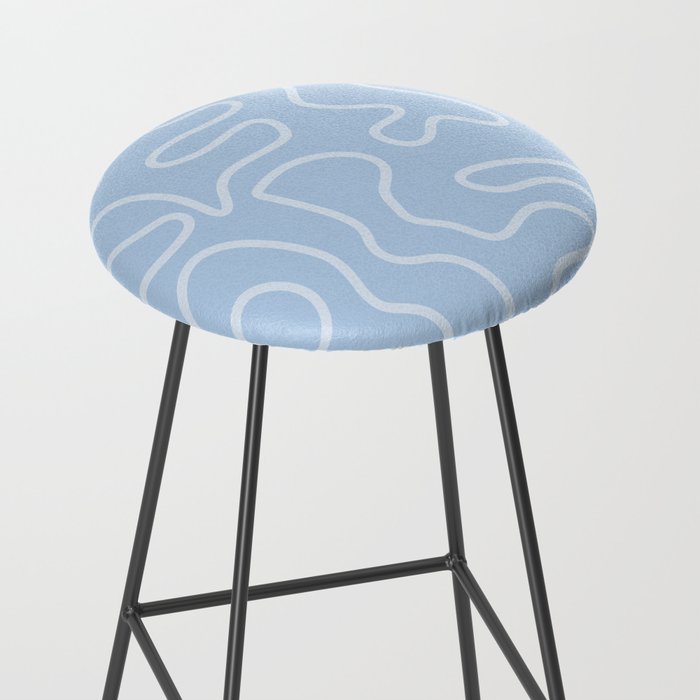 Light Blue Squiggle Maze Abstract Pastel Pattern  Stool Gallery Image 2