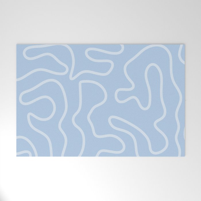 Light Blue Squiggle Maze Abstract Pastel Pattern  Welcome Mat Gallery Image 1