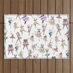 Animal Square Dance Hipster Ballerinas Outdoor Rug Gallery Image 1