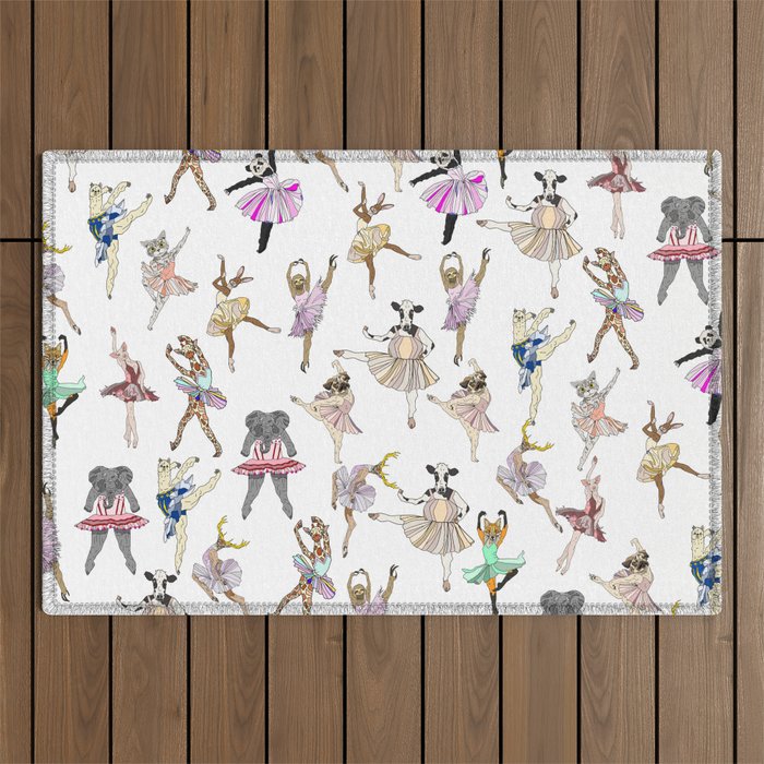 Animal Square Dance Hipster Ballerinas Outdoor Rug Gallery Image 1