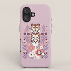 Serene Tiger in Blooming Garden - Pastel Floral Illustration iPhone Case Gallery Image 1