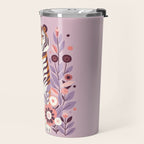 Serene Tiger in Blooming Garden - Pastel Floral Illustration Travel Mug Gallery Image 2