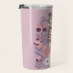 Serene Tiger in Blooming Garden - Pastel Floral Illustration Travel Mug Gallery Image 3