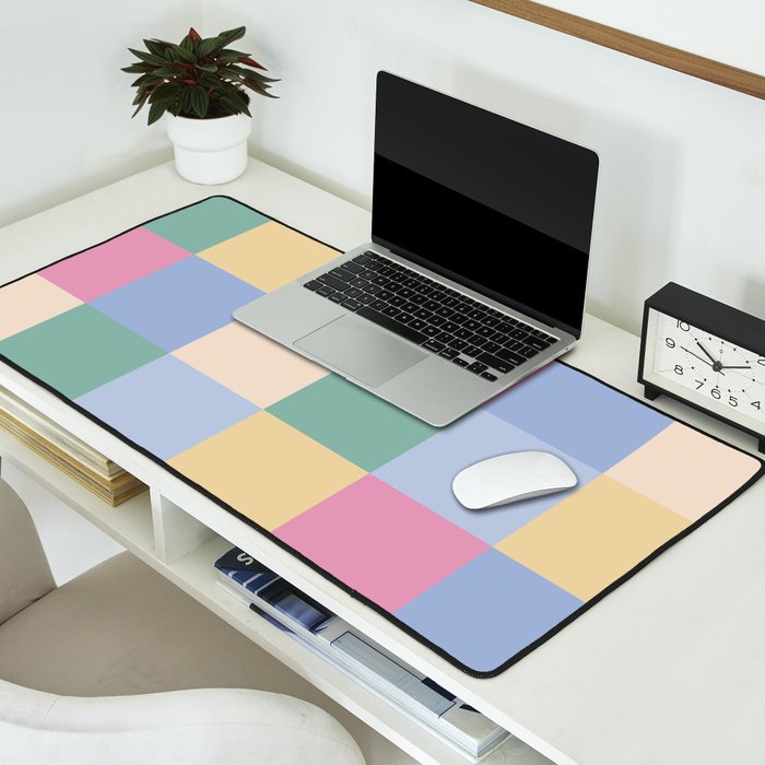 Bold Pastel Checks Pattern - Large XXXII Desk Mat Gallery Image 2