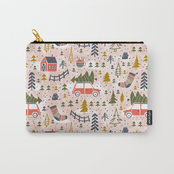Home For The Holidays Blush Pink Christmas Carry All Pouch Gallery Image 1