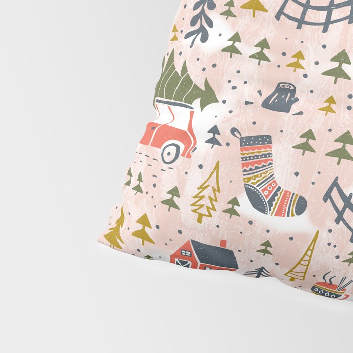 Home For The Holidays Blush Pink Christmas Pillow Sham Gallery Image 4