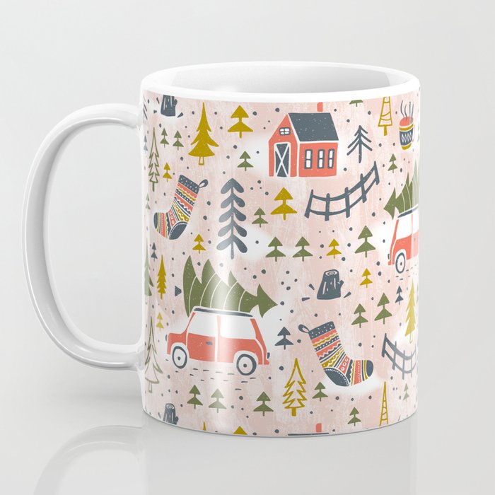 Home For The Holidays Blush Pink Christmas Coffee Mug Gallery Image 3