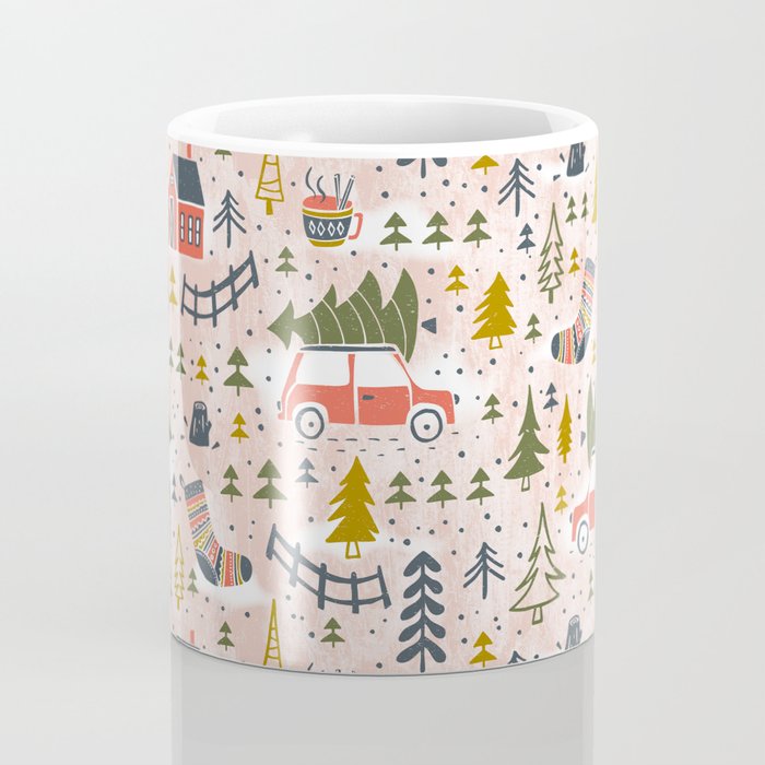 Home For The Holidays Blush Pink Christmas Coffee Mug Gallery Image 4