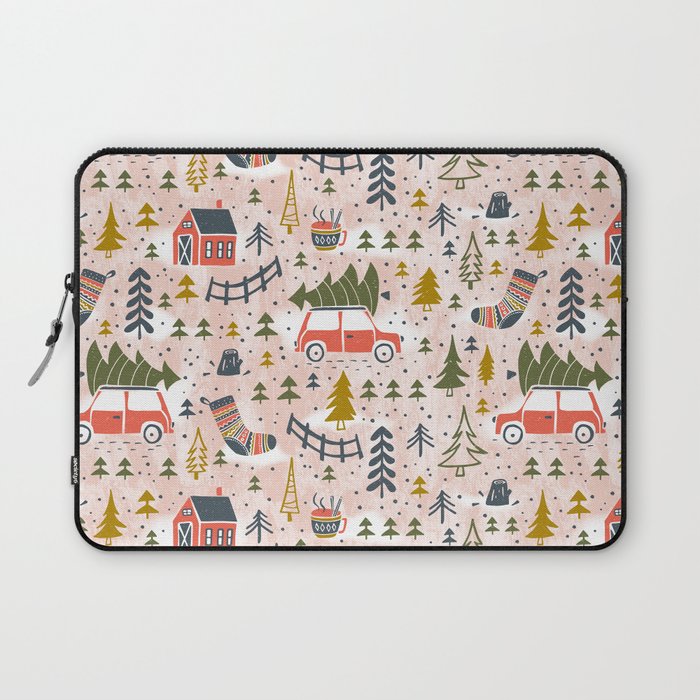 Home For The Holidays Blush Pink Christmas Laptop Sleeve Gallery Image 1