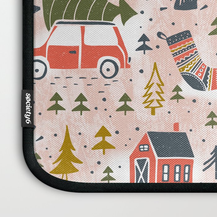 Home For The Holidays Blush Pink Christmas Laptop Sleeve Gallery Image 3