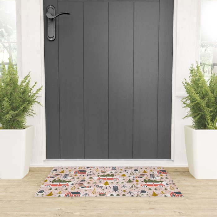 Home For The Holidays Blush Pink Christmas Welcome Mat Gallery Image 3