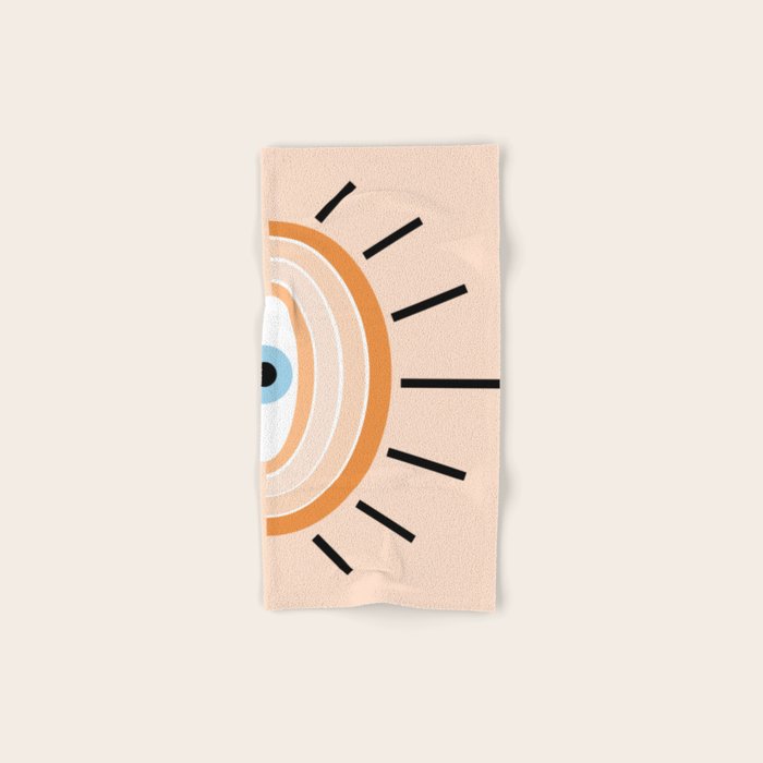 Retro evil eye - earthy Bath Towel Gallery Image 1
