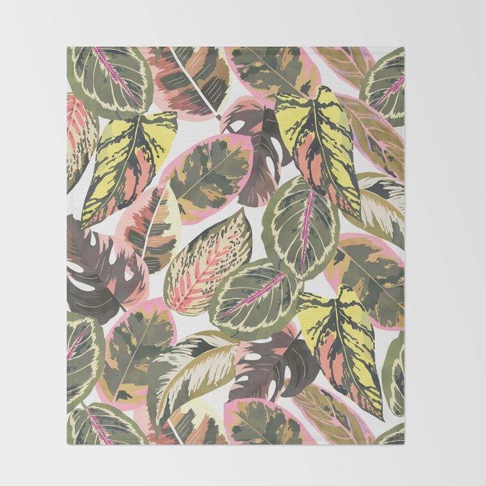 Wild jungle botanical leaves 63 Throw Blanket Gallery Image 2