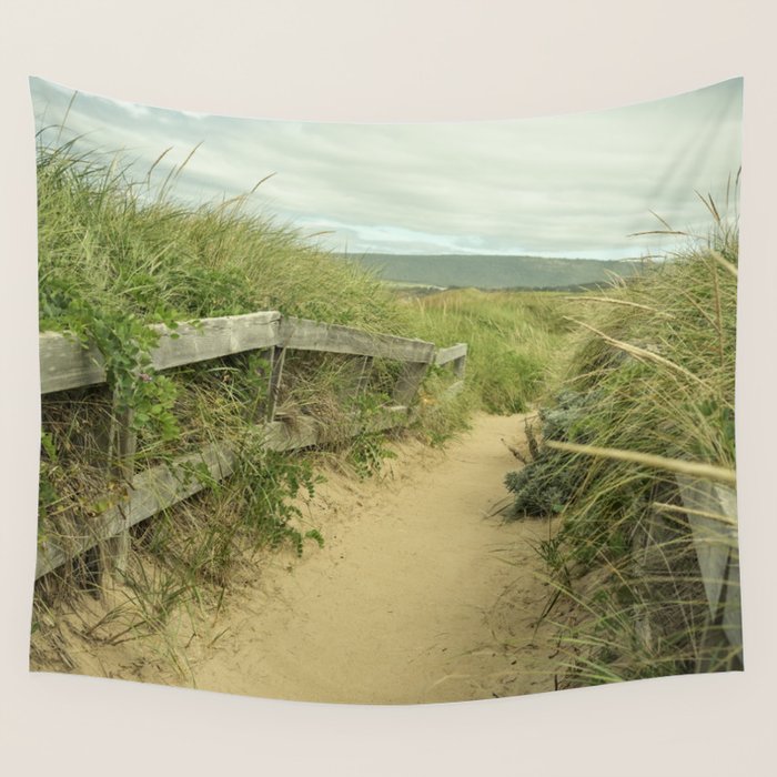 path to the beach - coastal nature photograph Wall Tapestry Gallery Image 4