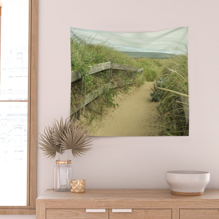 path to the beach - coastal nature photograph Wall Tapestry Gallery Image 2