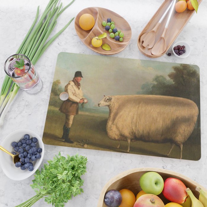 Comically large sheep - Vintage Dutch painting Cutting Board Gallery Image 2