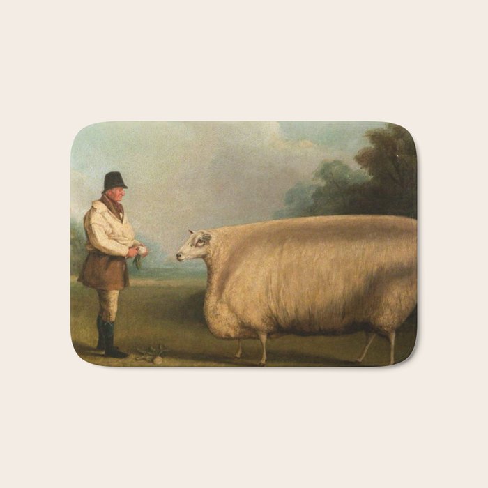 Comically large sheep - Vintage Dutch painting Bath Mat Gallery Image 1