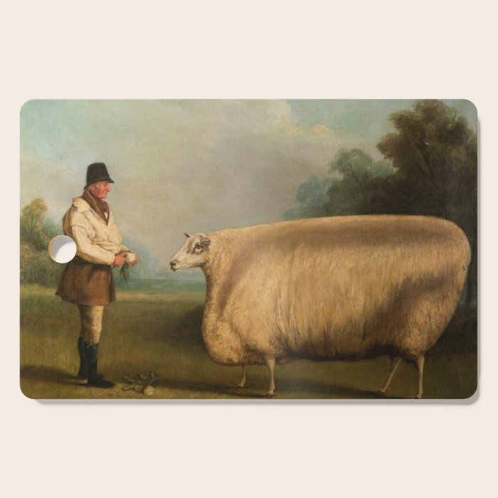 Comically large sheep - Vintage Dutch painting Cutting Board Gallery Image 1
