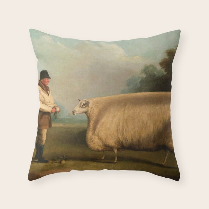 Comically large sheep - Vintage Dutch painting Throw Pillow Gallery Image 6