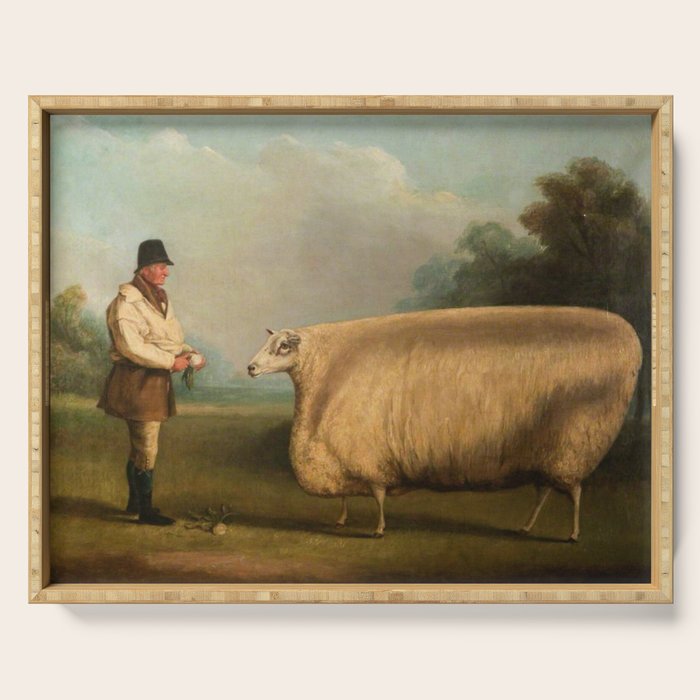Comically large sheep - Vintage Dutch painting Serving Tray Gallery Image 1