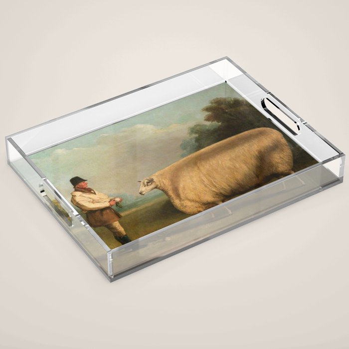 Comically large sheep - Vintage Dutch painting Acrylic Tray Gallery Image 1