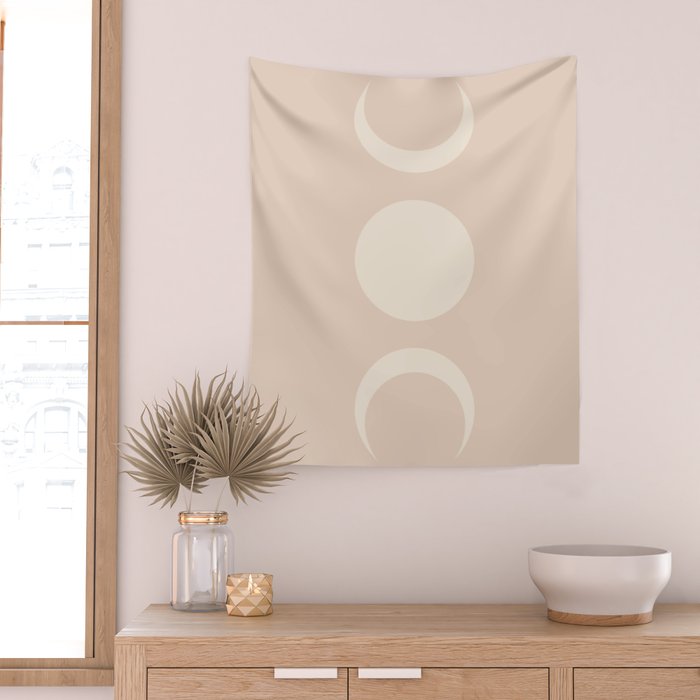 Moon Shapes Minimalism - Ethereal Light Wall Tapestry Gallery Image 2