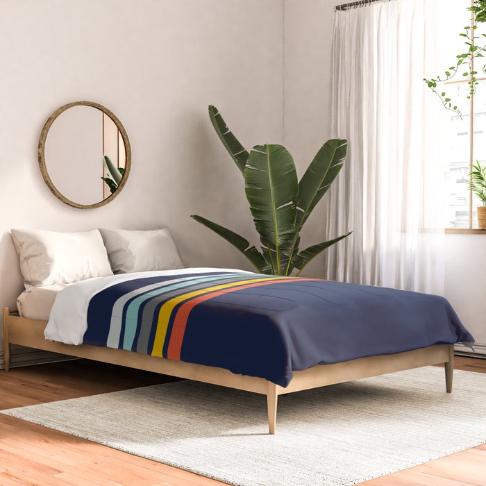 Abstract Minimal Retro Stripes 70s Style - Takakage Comforter Gallery Image 2