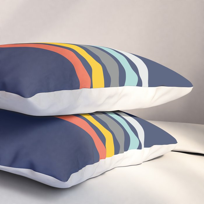 Abstract Minimal Retro Stripes 70s Style - Takakage Pillow Sham Gallery Image 3