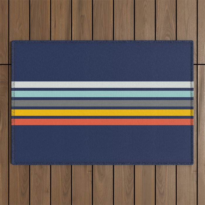 Abstract Minimal Retro Stripes 70s Style - Takakage Outdoor Rug Gallery Image 1