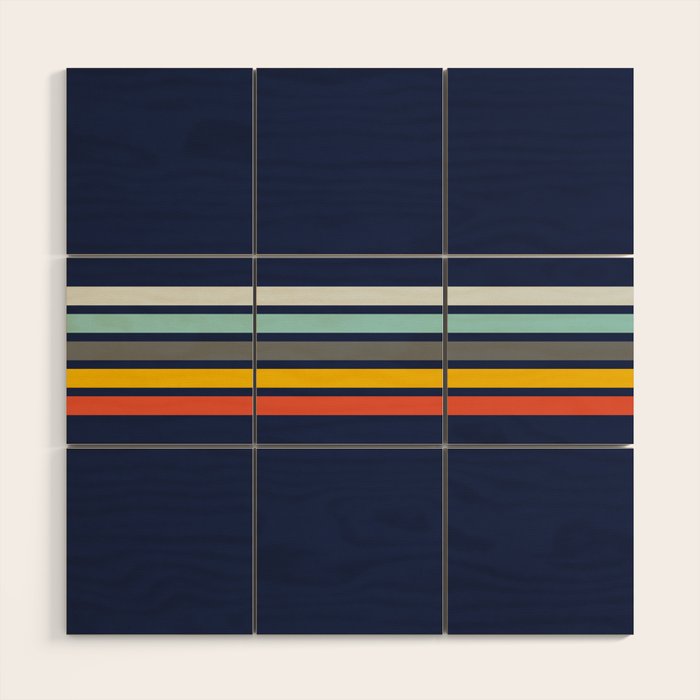 Abstract Minimal Retro Stripes 70s Style - Takakage Wood Wall Art Gallery Image 1