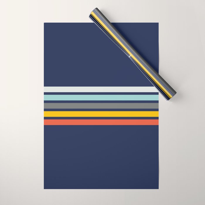 Abstract Minimal Retro Stripes 70s Style - Takakage Wrapping Paper Gallery Image 1