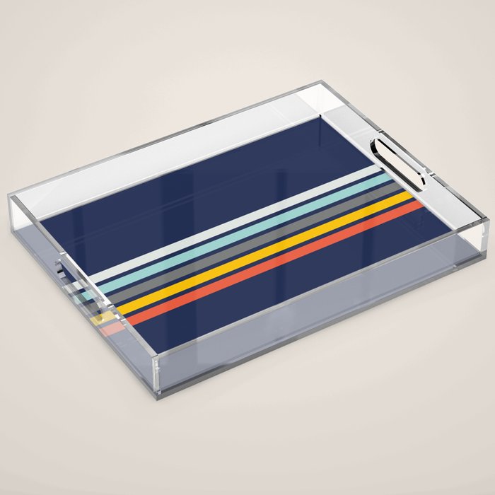 Abstract Minimal Retro Stripes 70s Style - Takakage Acrylic Tray Gallery Image 1