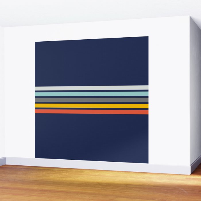 Abstract Minimal Retro Stripes 70s Style - Takakage Wall Mural Gallery Image 2