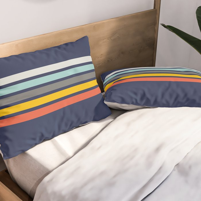 Abstract Minimal Retro Stripes 70s Style - Takakage Pillow Sham Gallery Image 2