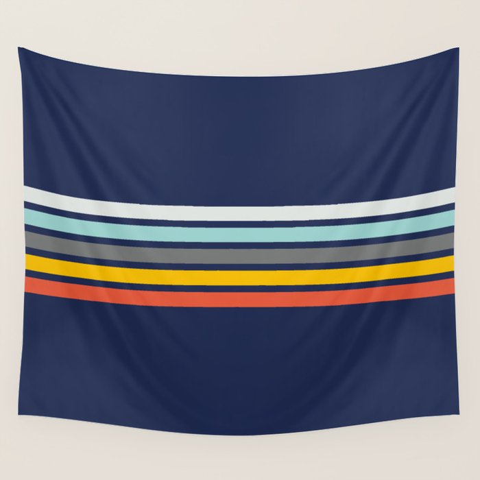 Abstract Minimal Retro Stripes 70s Style - Takakage Wall Tapestry Gallery Image 1