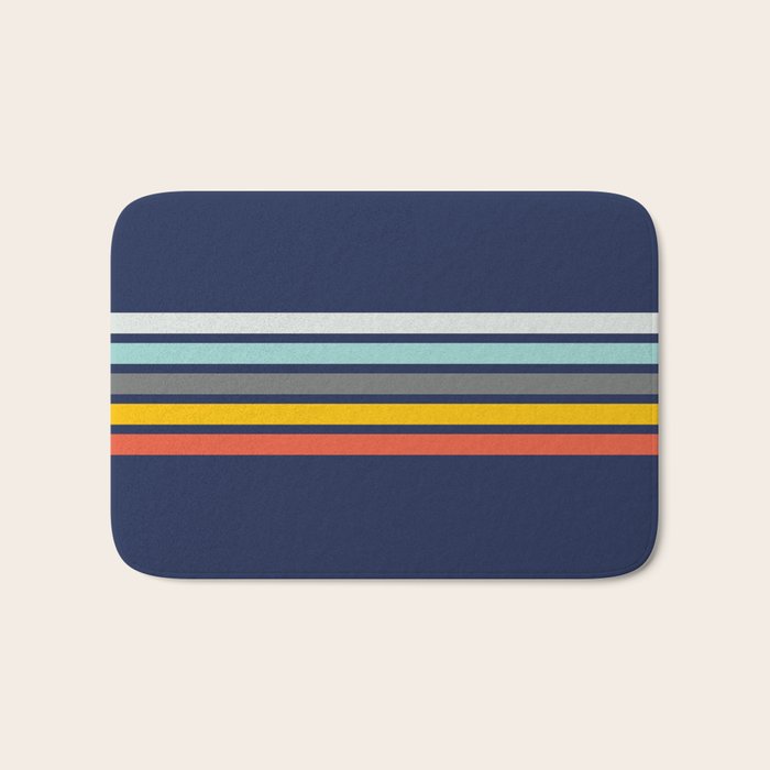 Abstract Minimal Retro Stripes 70s Style - Takakage Bath Mat Gallery Image 1