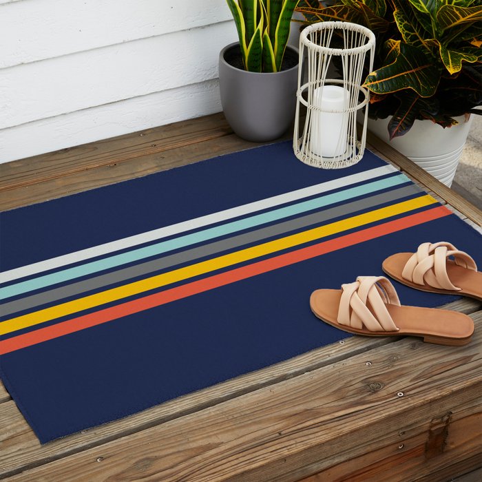 Abstract Minimal Retro Stripes 70s Style - Takakage Outdoor Rug Gallery Image 2