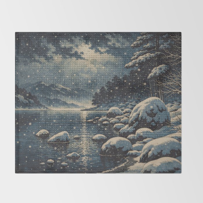 A River near Nishigi Throw Blanket Gallery Image 2