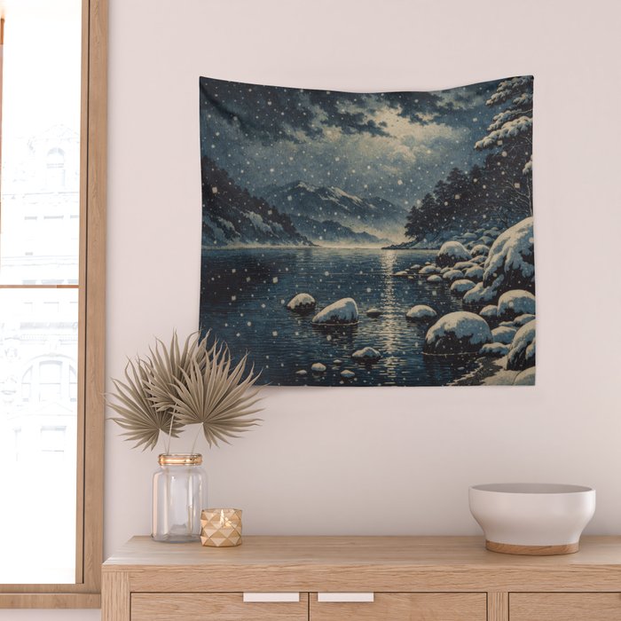 A River near Nishigi Wall Tapestry Gallery Image 2