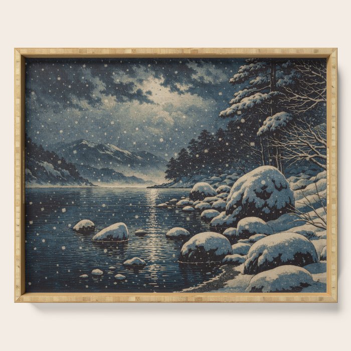 A River near Nishigi Serving Tray Gallery Image 1
