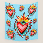 Hearts in Blue  Wall Tapestry Gallery Image 4