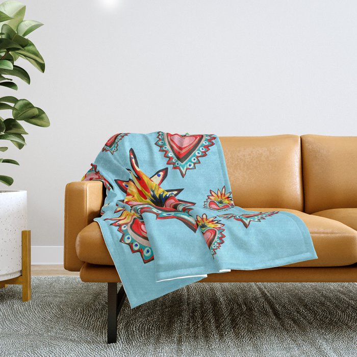 Hearts in Blue  Throw Blanket Gallery Image 1