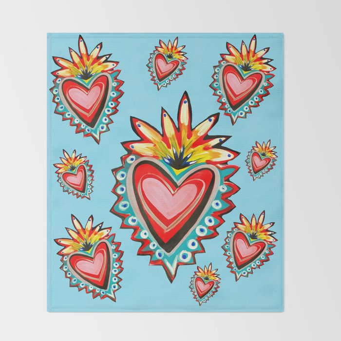 Hearts in Blue  Throw Blanket Gallery Image 2