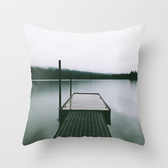 Moody Lake Dock Throw Pillow Gallery Image 1