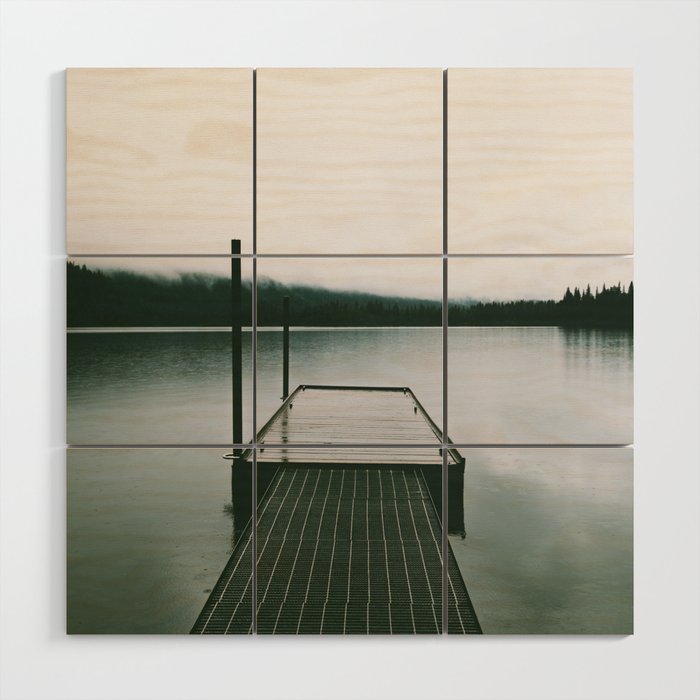 Moody Lake Dock Wood Wall Art Gallery Image 1