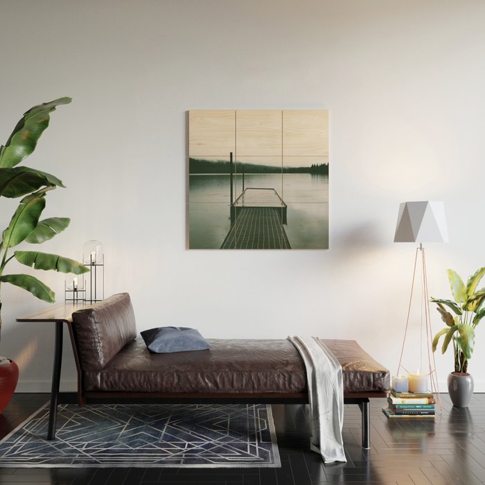 Moody Lake Dock Wood Wall Art Gallery Image 2