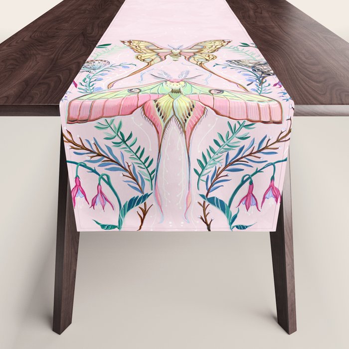 Chinese Moon Moth and Butterflies Table Runner Gallery Image 1