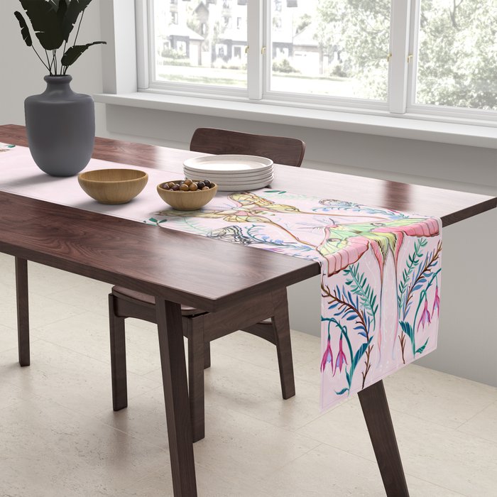 Chinese Moon Moth and Butterflies Table Runner Gallery Image 2